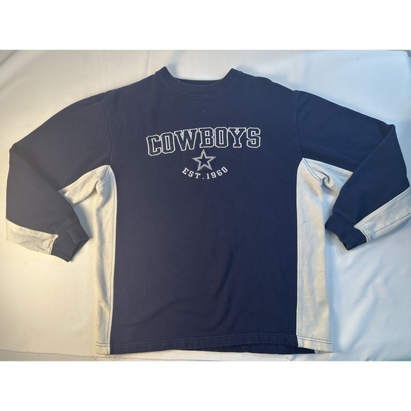 Dallas Cowboys Mens Sweatshirt Size Medium Blue Long Sleeve NFL Crew Neck VTG - Picture 2 of 7